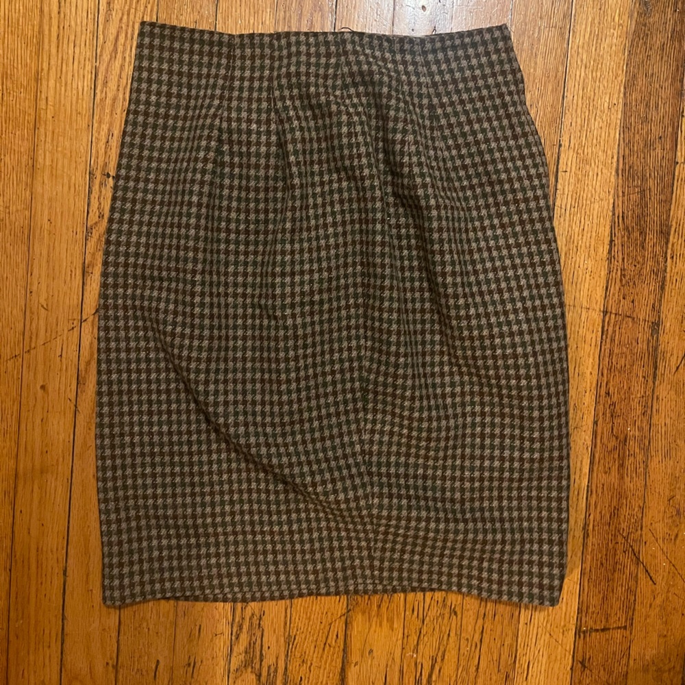 Vintage Brown Houndstooth wool Skirt